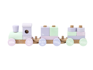 Holzzug Holz-Eisenbahn rosa | Liebelini | Personalisierbar mit Geburtsdaten