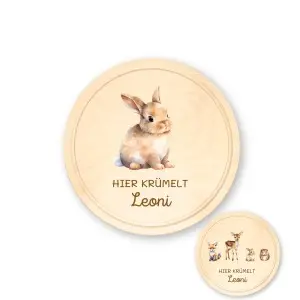 Personalisierte Frühstücksbrett für Kinder und Babys – Waldtier Hase Einzigartige Geschenkideen mit Liebe zum Detail!